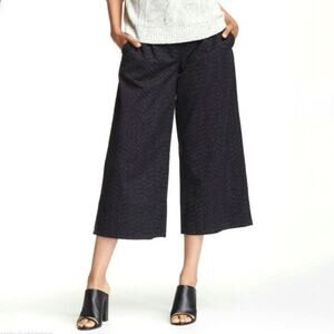 Eileen Fisher Wide Leg Pants Navy Blue Organic Cotton Crop Work Preppy Size XS